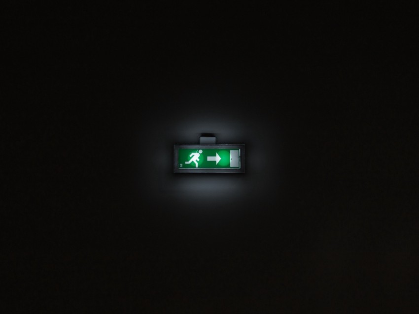 exit, pointer, sign, backlight, dark