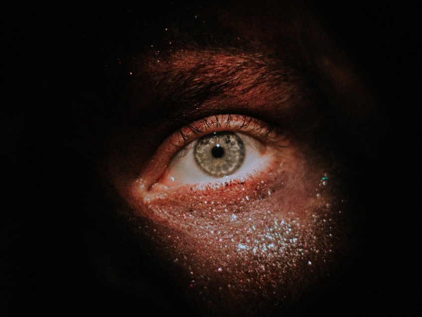 eye, glitter, dark, closeup