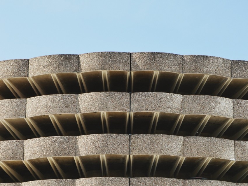 Facade Building Minimalism Sky Levels Background