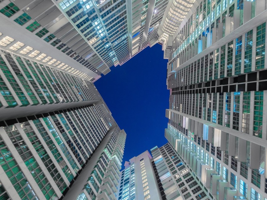 facade, buildings, bottom view, sky