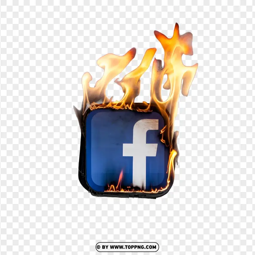 Facebook In Flames Signifying Social Media Frenzy PNG Transparent Background