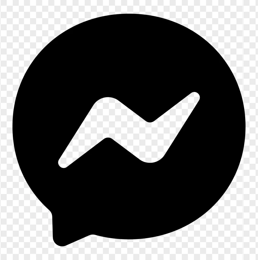 Facebook Messenger Black Logo PNG Transparent Background