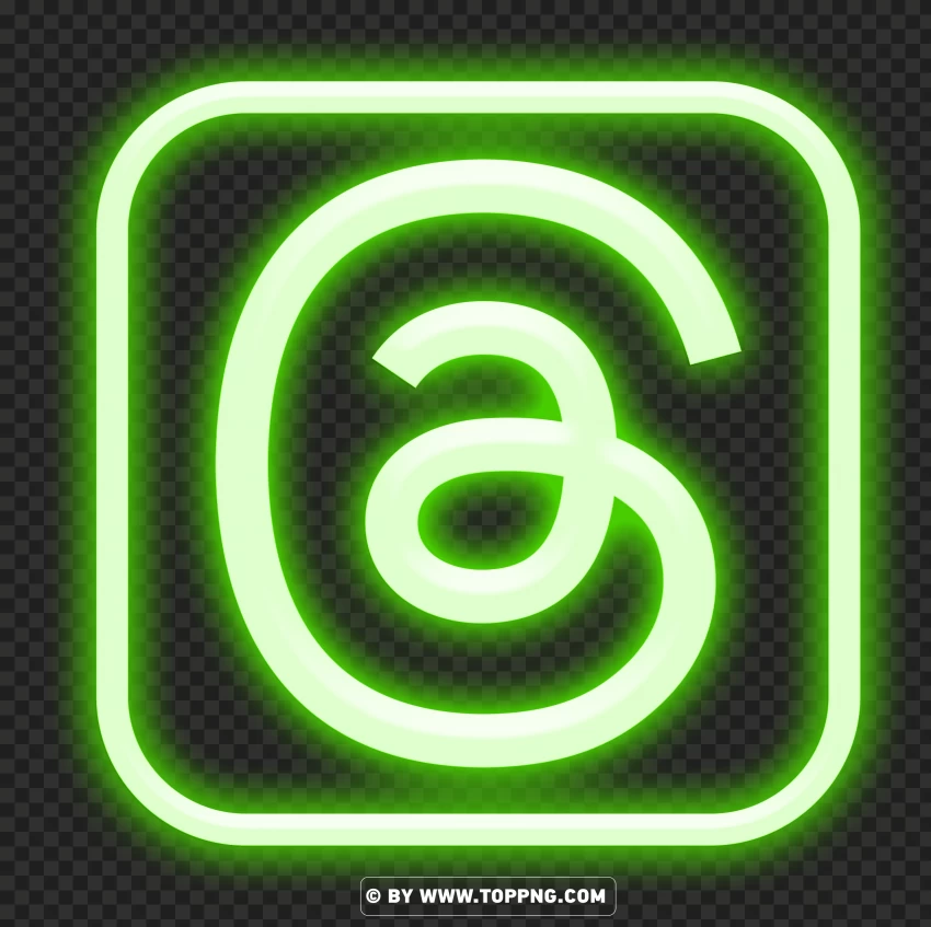 Facebook Threads Instagram Green Neon App Logo Icon PNG Transparent Background