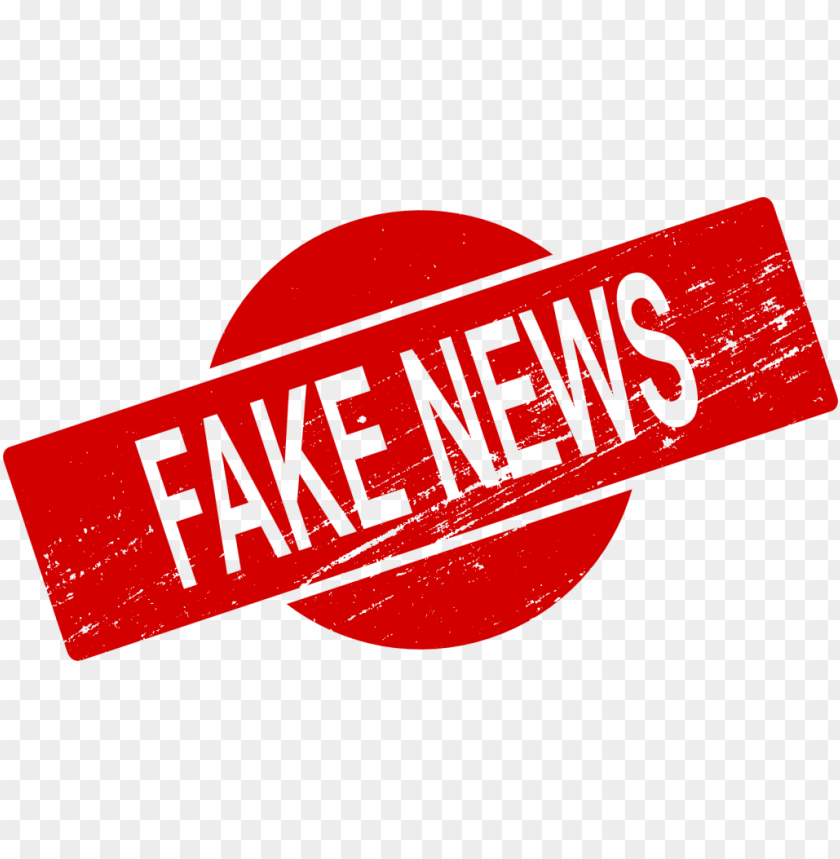 Red stamp reading 'FAKE NEWS' on a circular background PNG