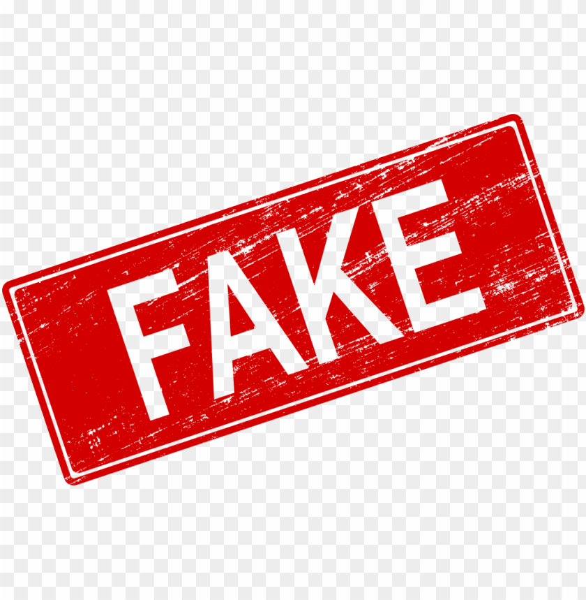 Red stamp with the word 'FAKE' in bold black letters PNG