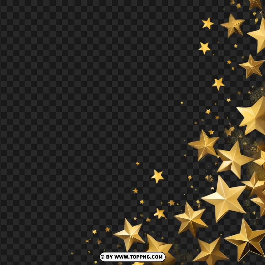 Falling Golden Stars With Sparkles PNG Transparent Background