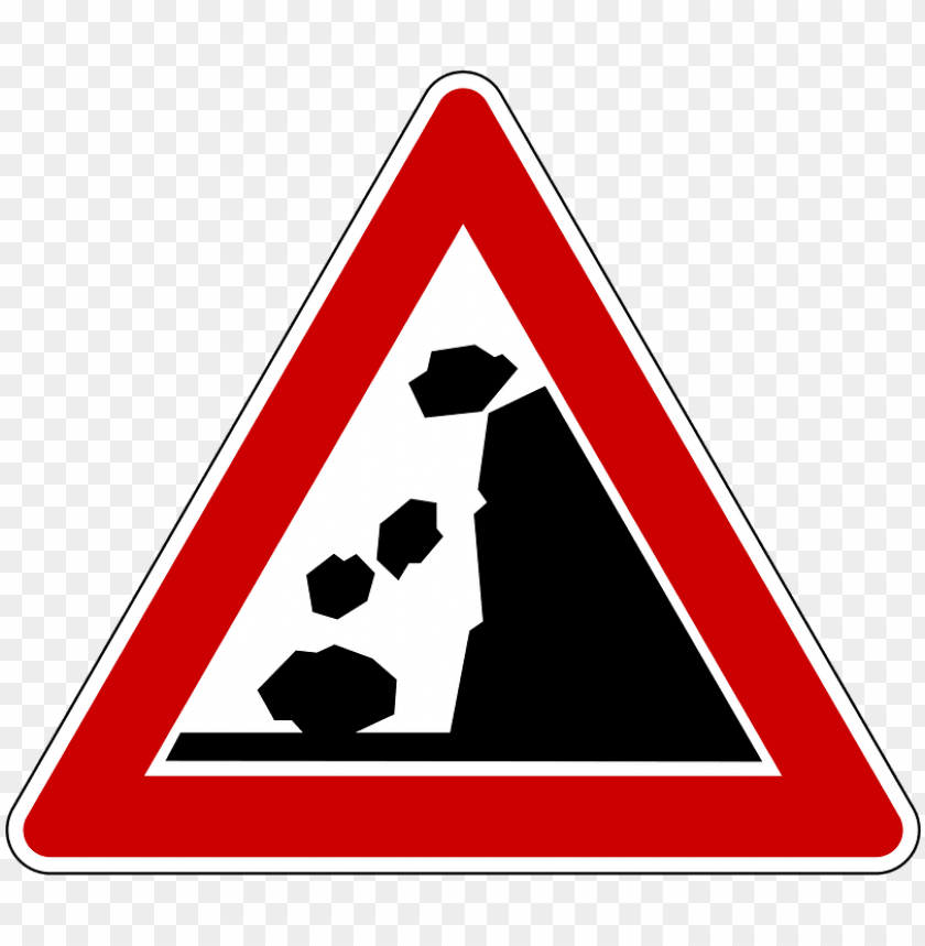 transport, traffic signs, falling rocks warning road sign, 