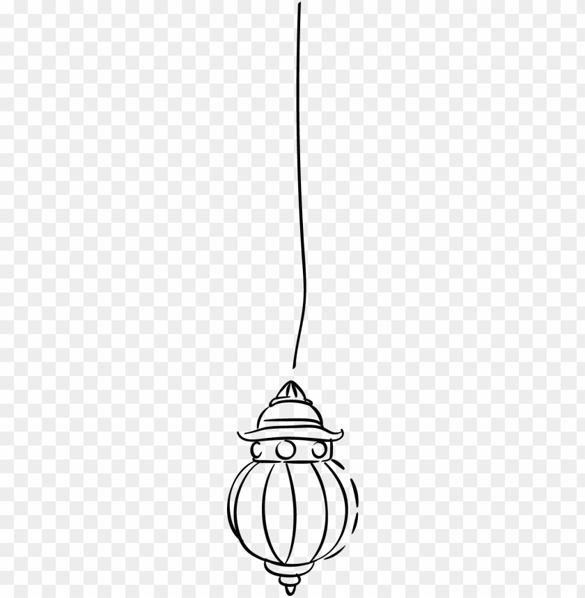 Lantern, Black Hanging Lantern Outline PNG, simple, decorative