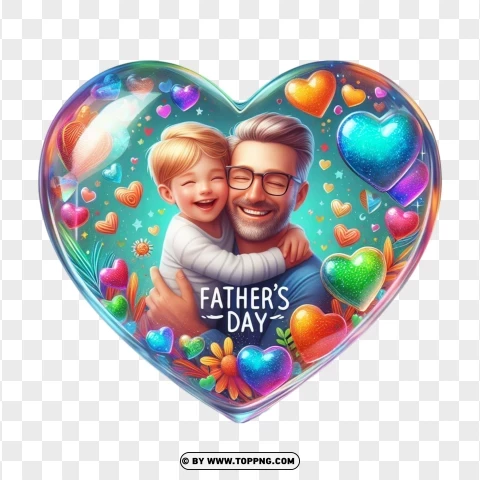 Father And Son In Crystal Heart PNG Transparent Background