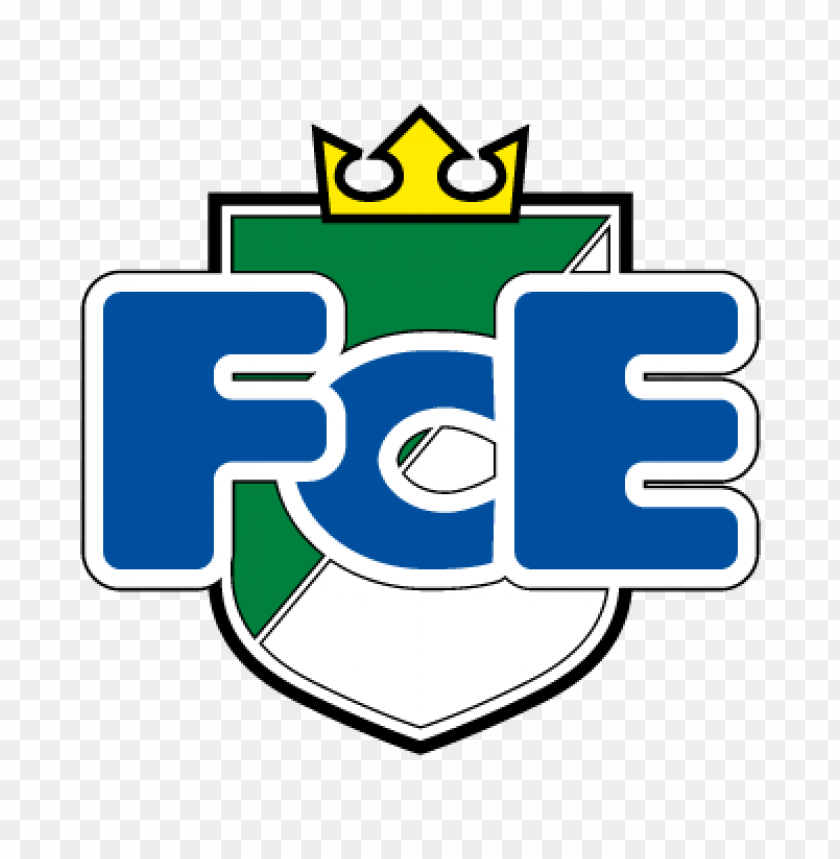 football club logo, FC E, sports emblem, green and blue shield, team branding