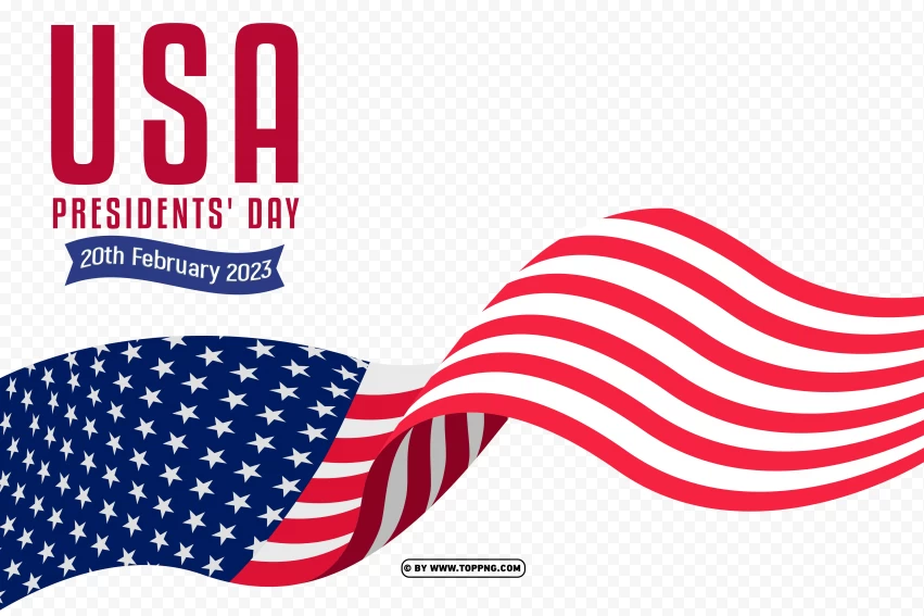 February 20 Presidents Day Design With Realistic Usa Flag PNG Transparent Background