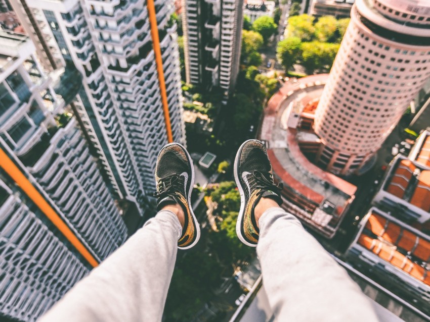 feet, roof, sneakers, solitude