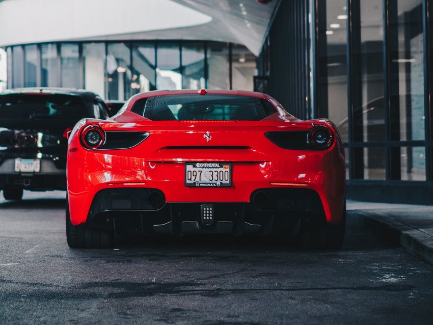 Ferrari 458 Ferrari Car Sports Car Rear View Red Background