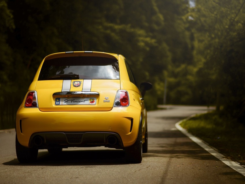 ferrari 695, ferrari, car, yellow, rear view, road