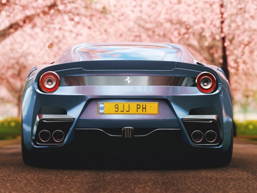 ferrari f12, ferrari, rear view, sports car, race, supercar