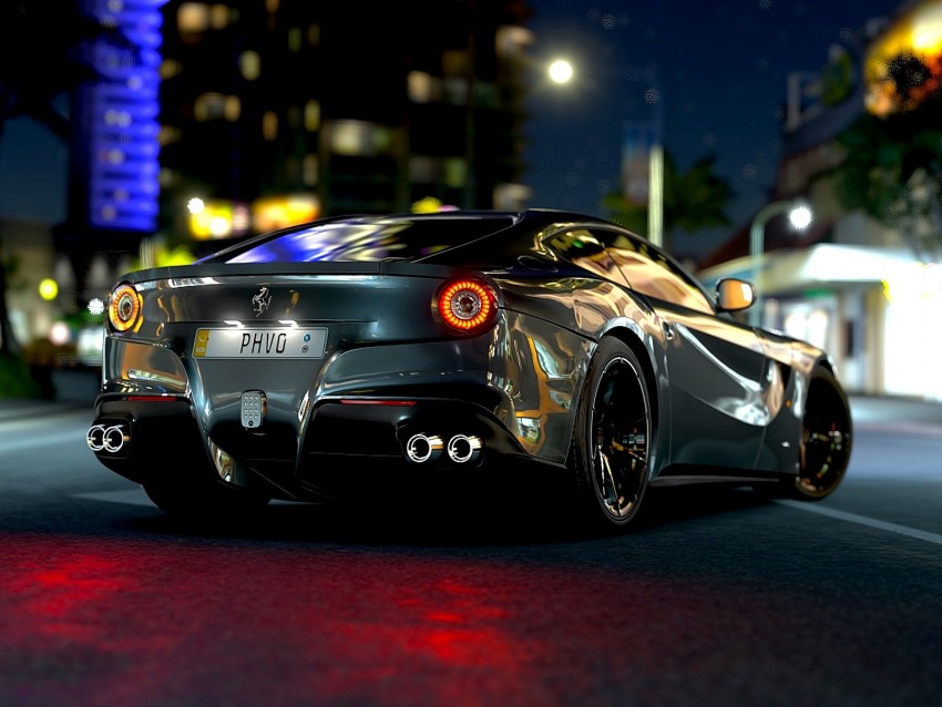 Ferrari F12 Ferrari Sports Car Race Rear View Background