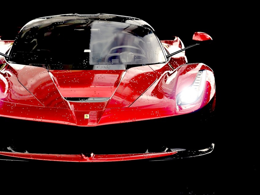 Ferrari Laferrari Ferrari Red Sports Car Front View Background