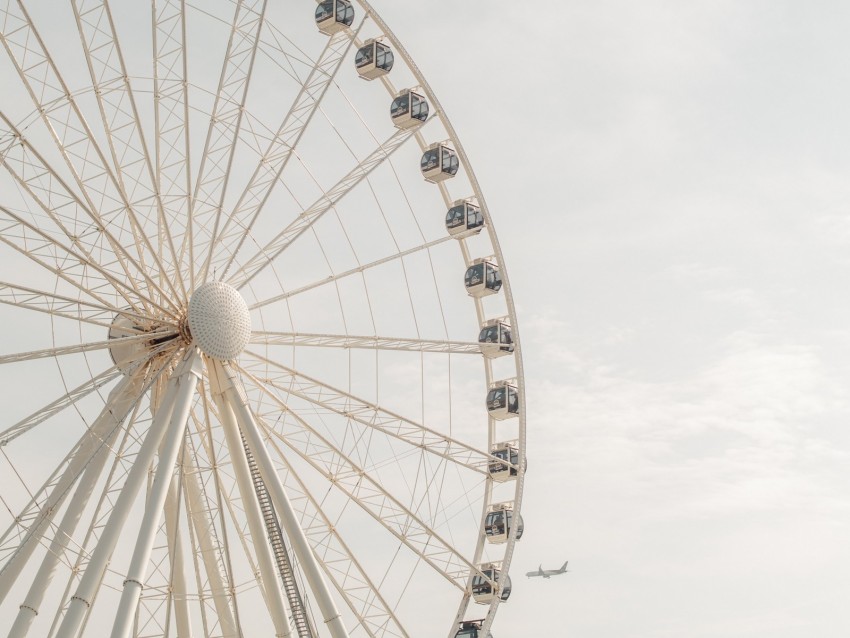 Ferris Wheel Attraction Construction Sky Overview Background