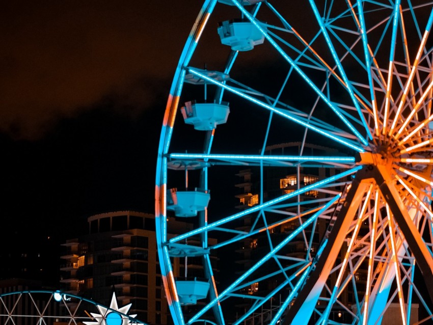 Ferris Wheel Attraction Lights Illumination Night Background