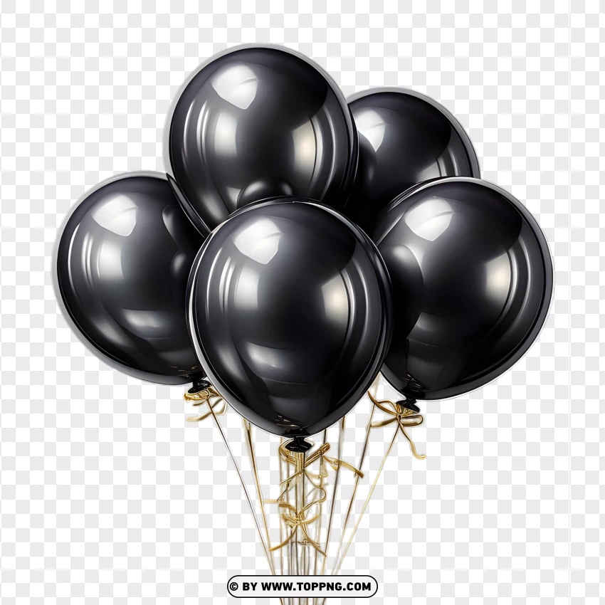 Festive Black Balloons Image PNG Transparent Background