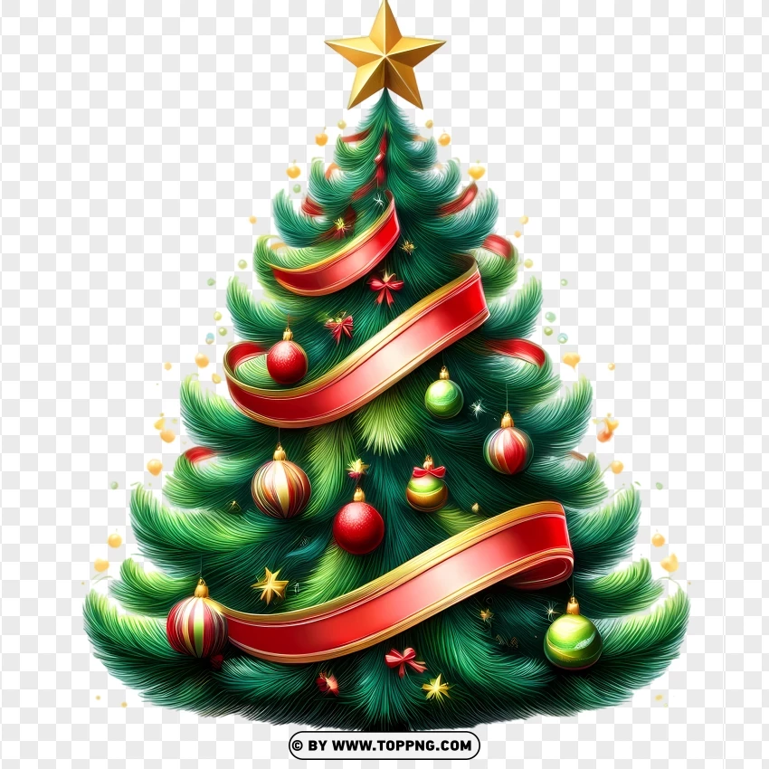 Festive Christmas Tree PNG Transparent Background