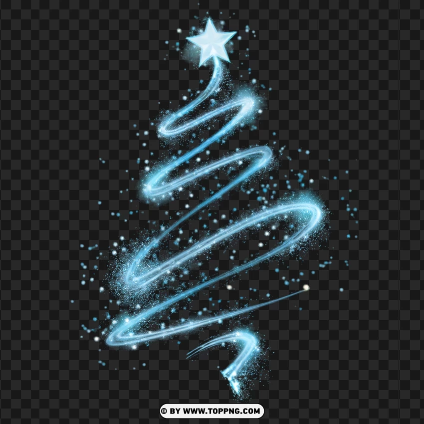 Festive Glowing Christmas Tree With Sparkles And Star PNG Transparent Background