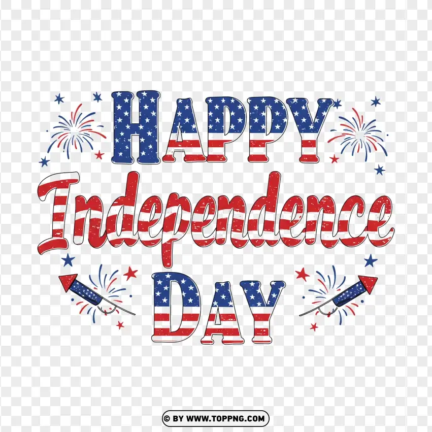 Independence Day Red And Blue Fireworks Design PNG Transparent Background