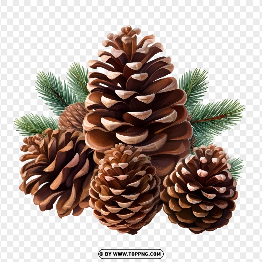 Festive Pinecone Decoration With Natural Elements PNG Transparent Background