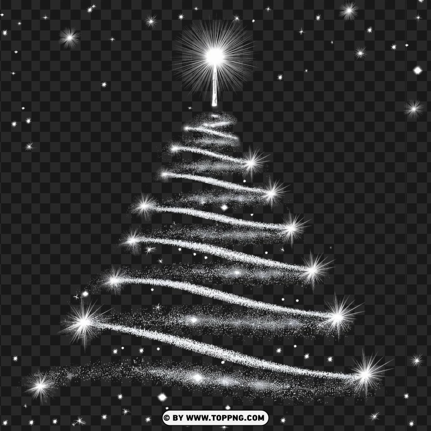 Festive Starry Christmas Tree Illustration PNG Transparent Background