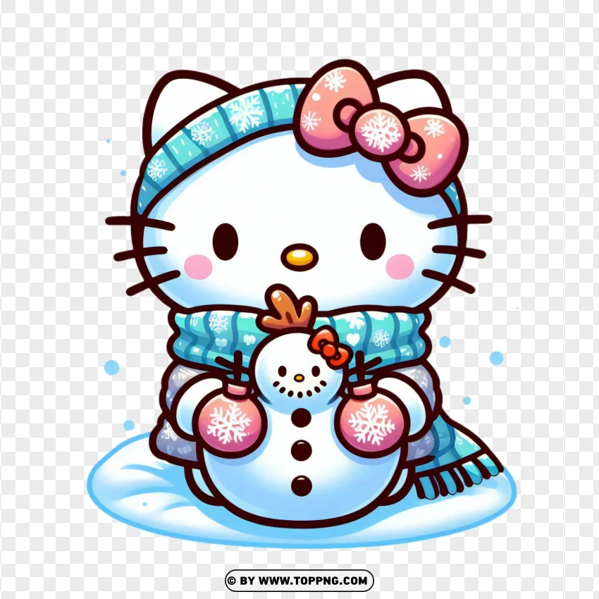 Festive Winter Hello Kitty Image PNG Transparent Background