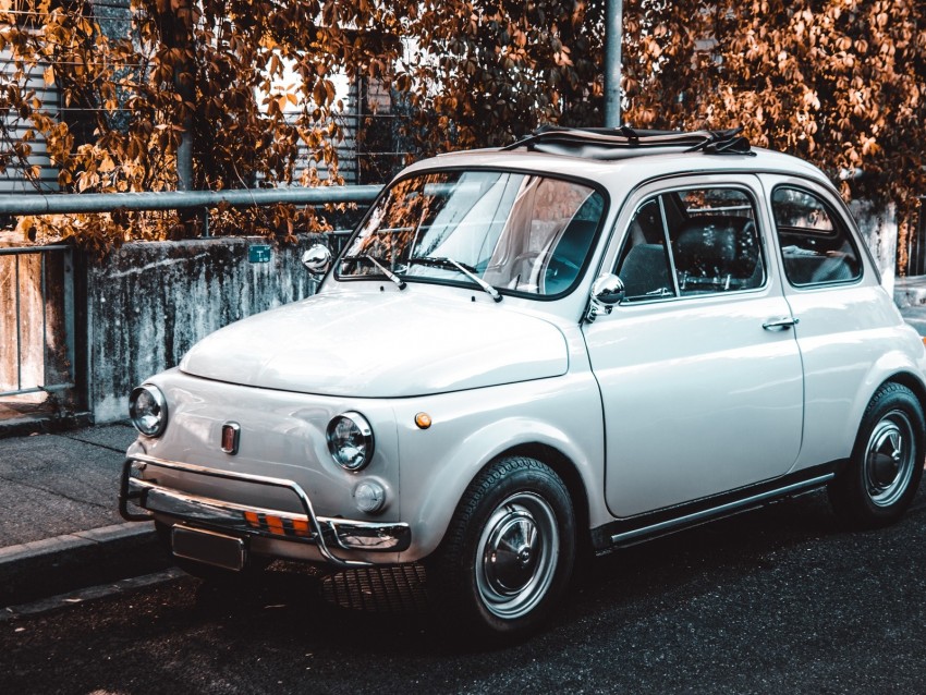 fiat, car, retro, vintage, side view