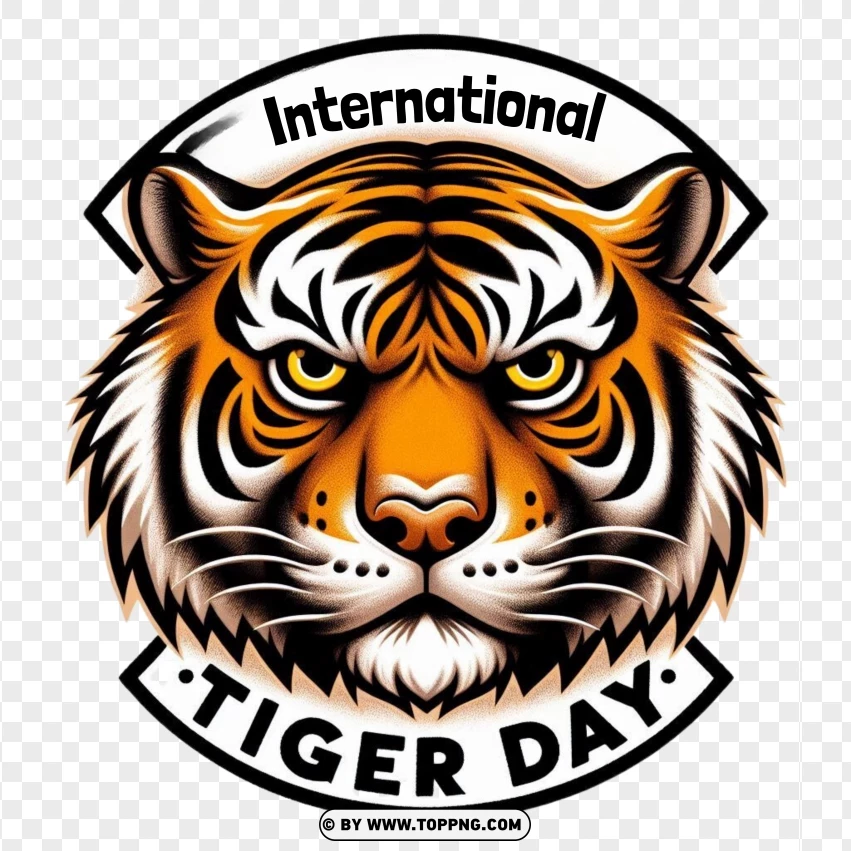 Fierce Tiger Emblem Powerful International Tiger Day Symbol PNG Transparent Background