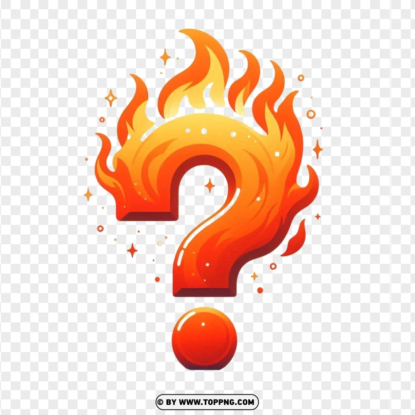 Fiery Question Mark Vector PNG Transparent Background