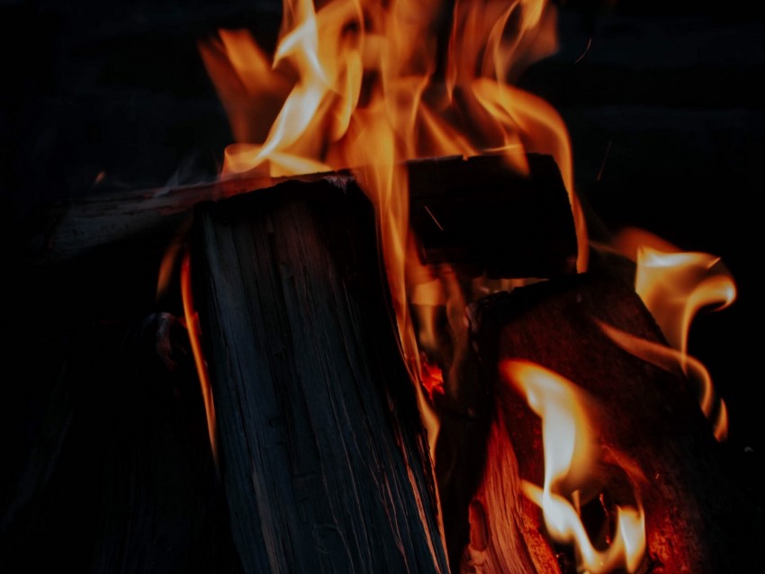 Fire Bonfire Firewood Flame Dark Background