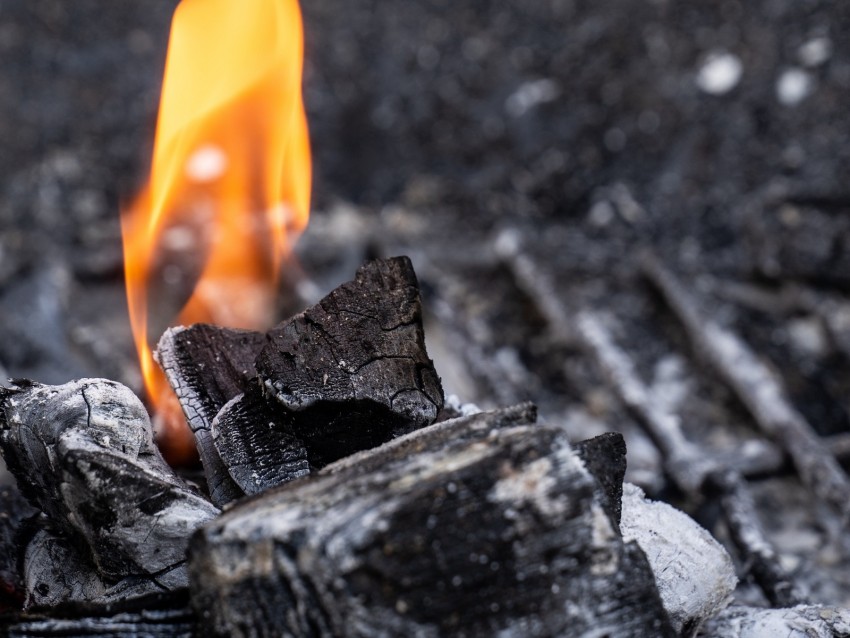 Fire Bw Coals Burning Blur Macro Background