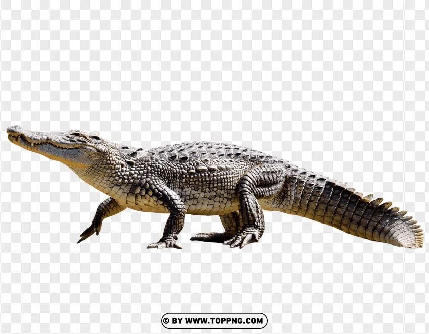 Single Crocodile Walking In Wildlife Pose PNG Transparent Background