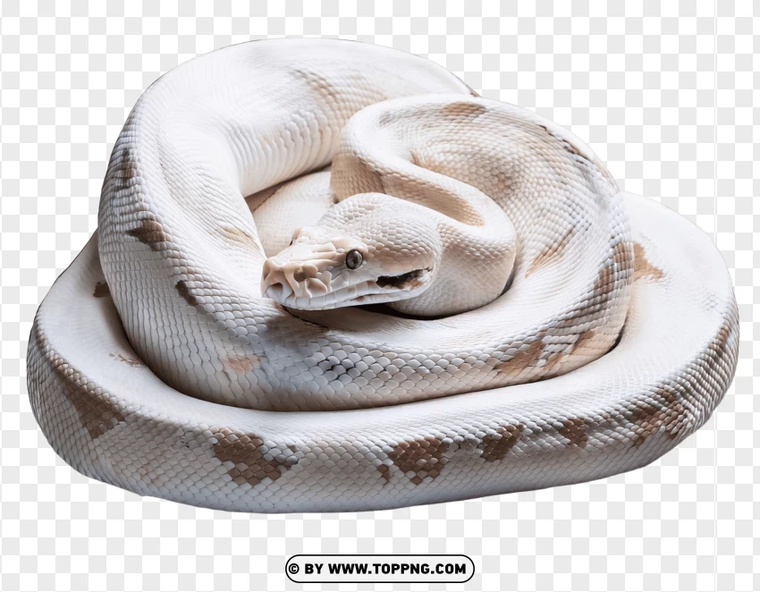 White Python Coiled Tightly In A Rest Pose PNG Transparent Background