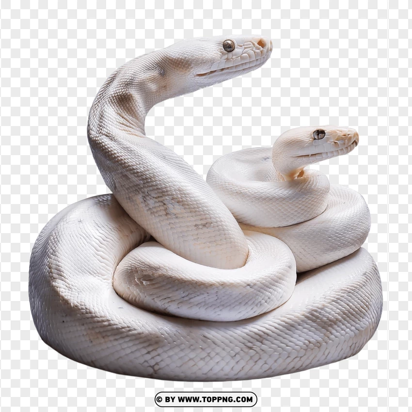 White Pythons Coiled In Group Wildlife Pose PNG Transparent Background