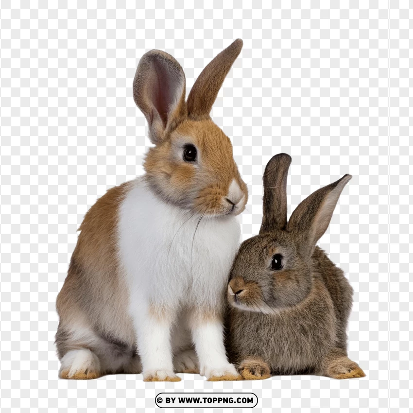 Rabbit Duo In A Mixed Standing And Sitting Pose PNG Transparent Background