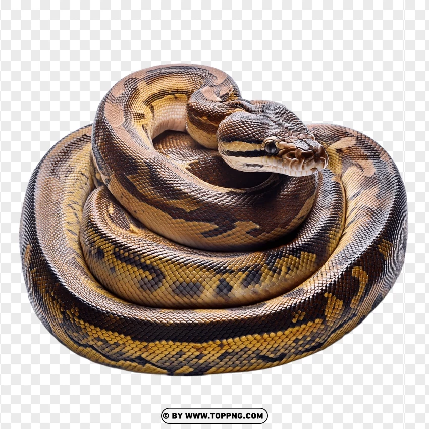 Coiled Ball Python In Tight Coiled Rest Pose PNG Transparent Background