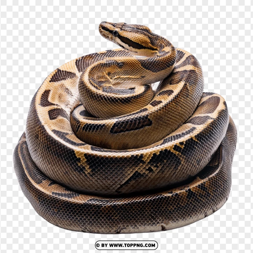 Coiled Ball Python In Defensive Wildlife Pose PNG Transparent Background