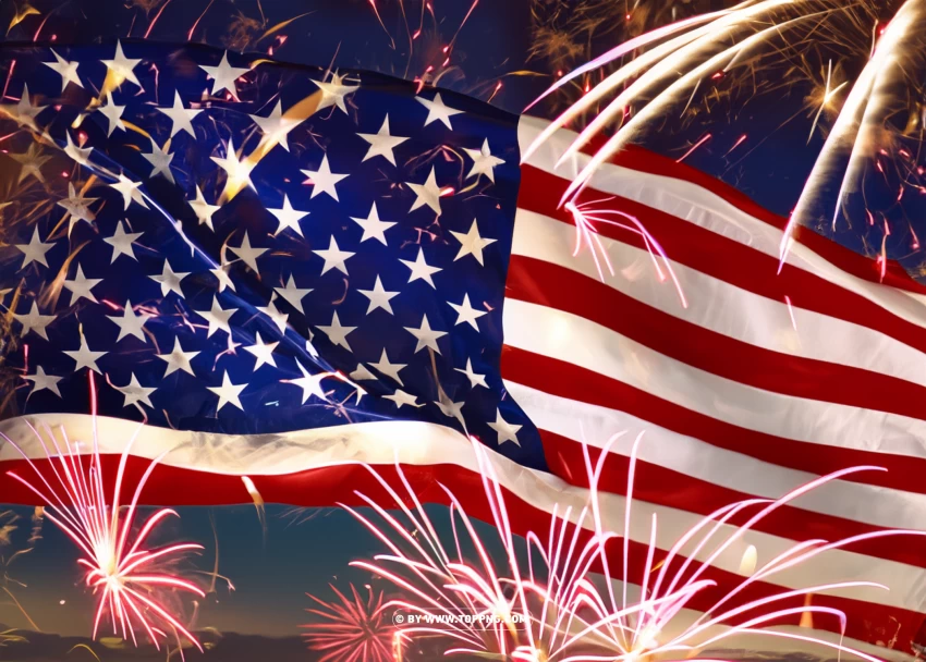 Fireworks American Flag Image PNG Transparent Background