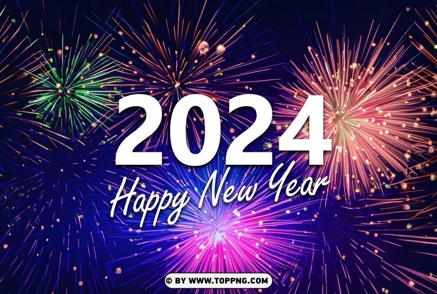 Fireworks Extravaganza High-quality New Year 2024 PNG Transparent Background