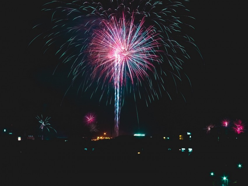 Fireworks Salute Holiday Sparks Glitter Light Background