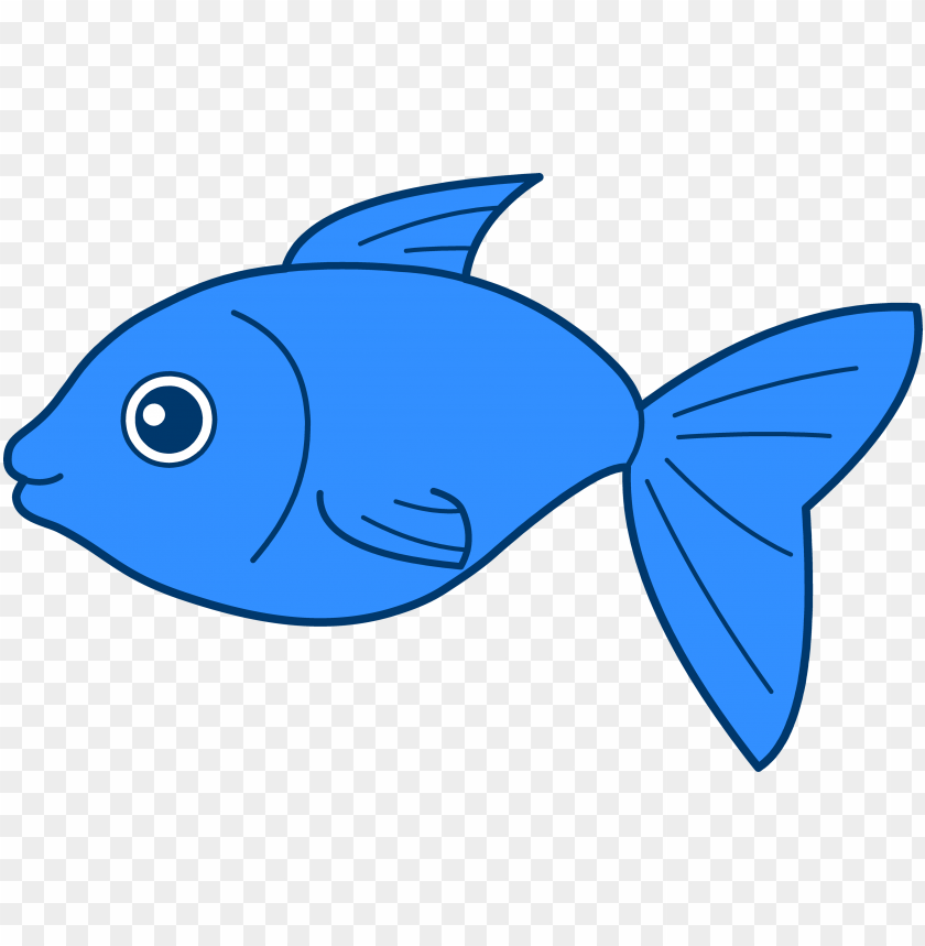 Cartoon blue fish with a friendly expression and detailed fins PNG