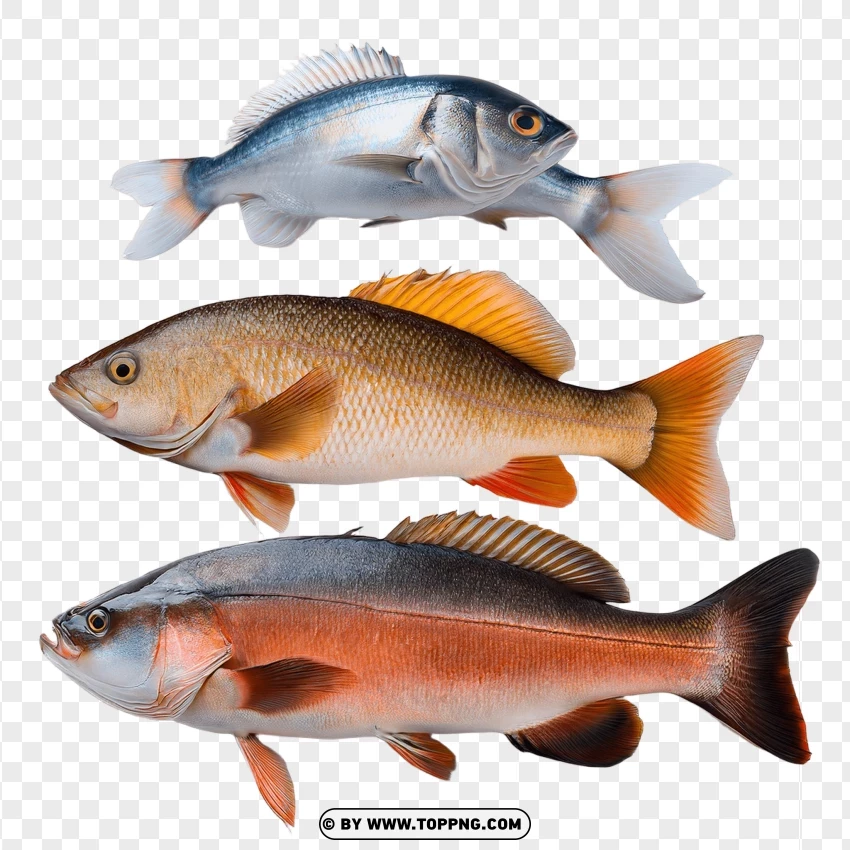 Group Of Freshwater Fish In A Wildlife Arrangement PNG Transparent Background