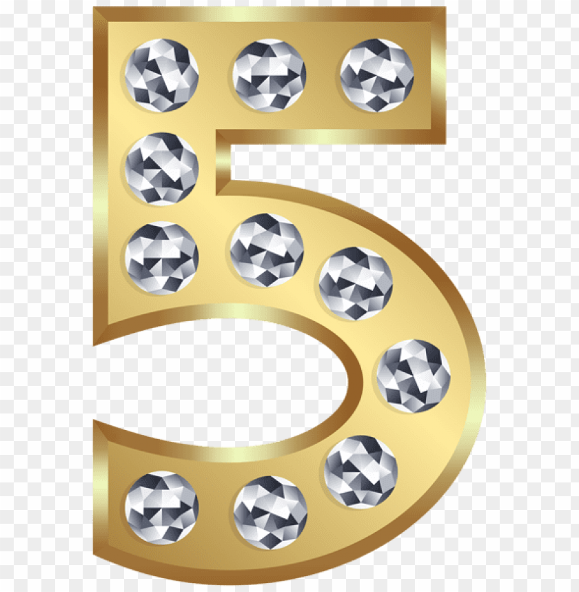 gem, number five, gold, shiny, diamond, decorative, numeral