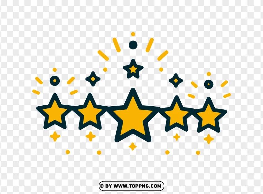 Five Yellow Stars PNG Transparent Background