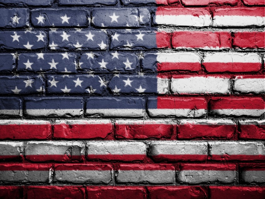 flag, america, usa, symbolism, wall, brick, paint