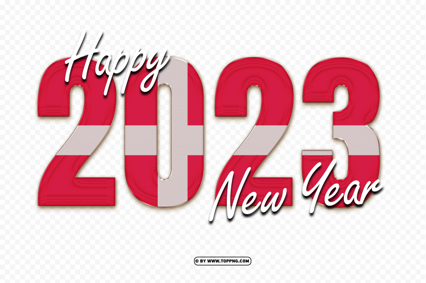 Flag Of Denmark With Happy New Year 2023 PNG Transparent Background